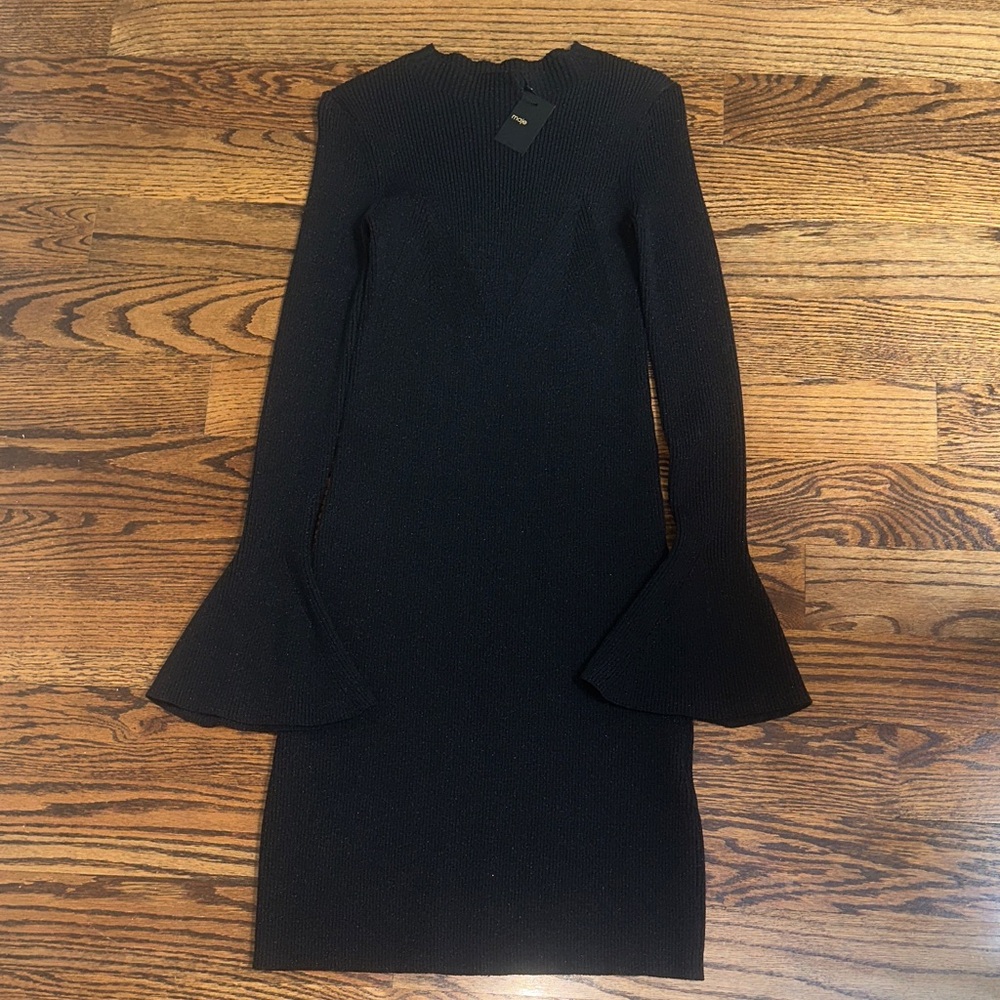 Maje - NEW condition Elegant Black Long Sleeve Dress